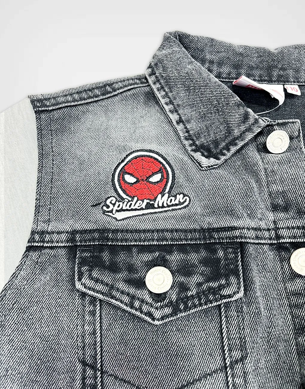 Casaca Bomber Jean Spider Man Color Negro Para Niños