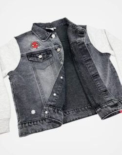 Casaca Bomber Jean Spider Man Color Negro Para Niños