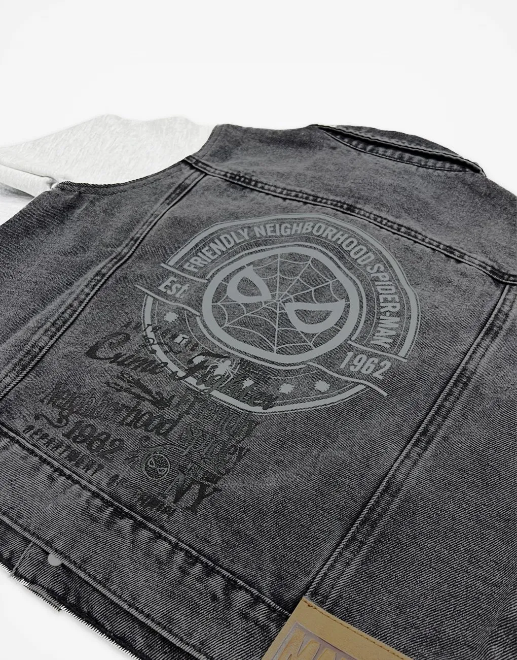 Casaca Bomber Jean Spider Man Color Negro Para Niños