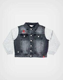 Casaca Bomber Jean Spider Man Color Negro Para Niños