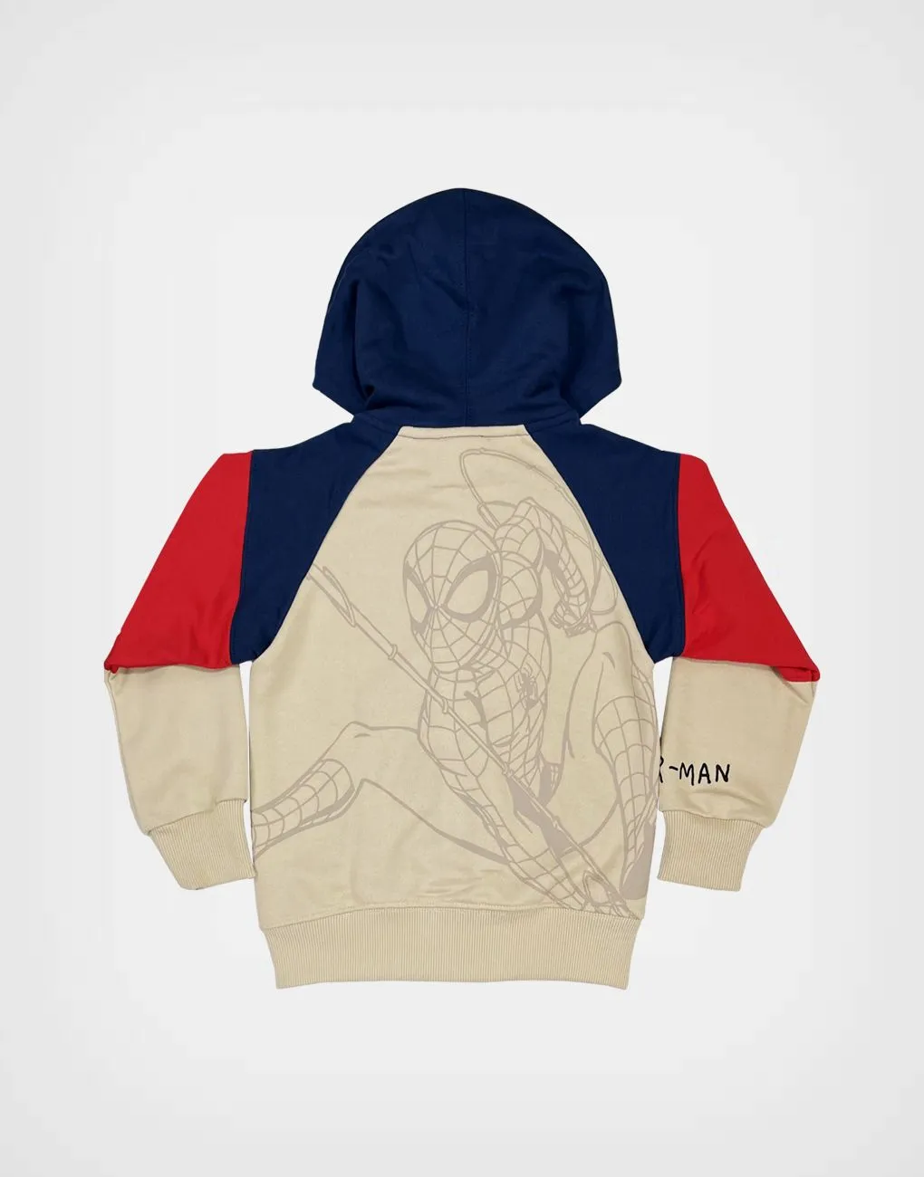 Casaca Con Capucha Spider Man Color Azul + Beige Para Niños