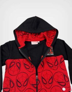 Casaca Con Capucha Spider Man Color Negro + Rojo Para Niños