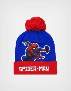 Gorro Invierno Spider Man Color Azul + Rojo Para Niños