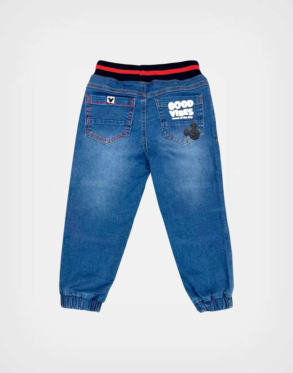 Pantalón Jogger Jean Mickey Mouse Color Azul Para Niños