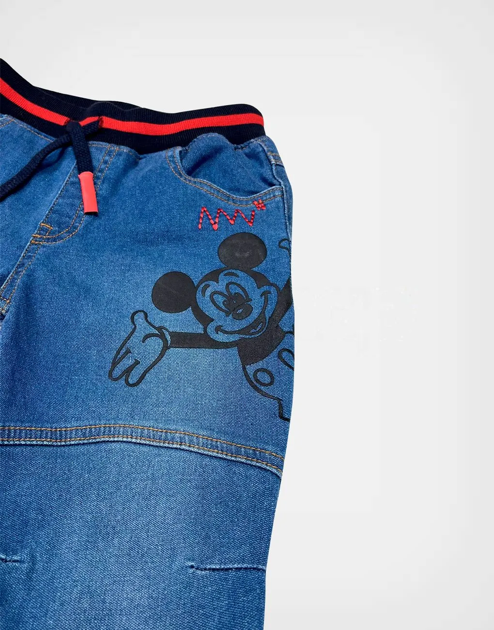 Pantalón Jogger Jean Mickey Mouse Color Azul Para Niños