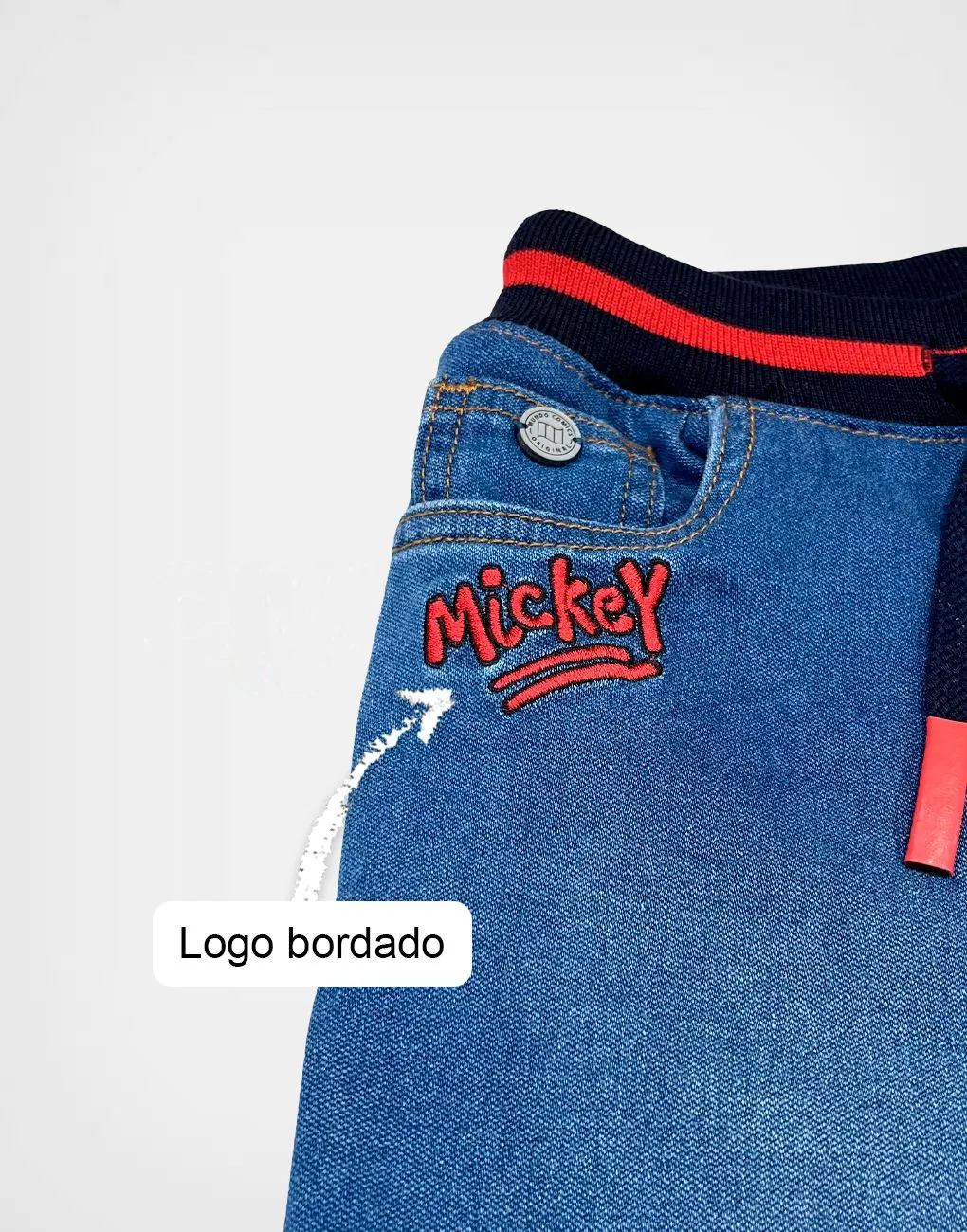 Pantalón Jogger Jean Mickey Mouse Color Azul Para Niños