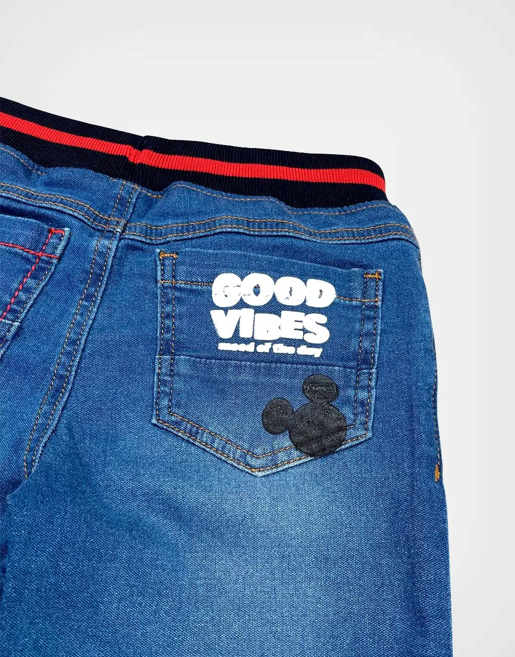 Pantalón Jogger Jean Mickey Mouse Color Azul Para Niños