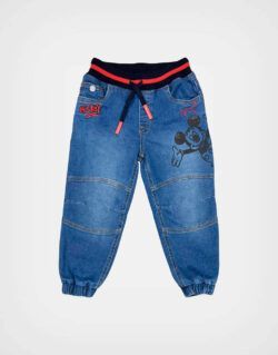 Pantalón Jogger Jean Mickey Mouse Color Azul Para Niños