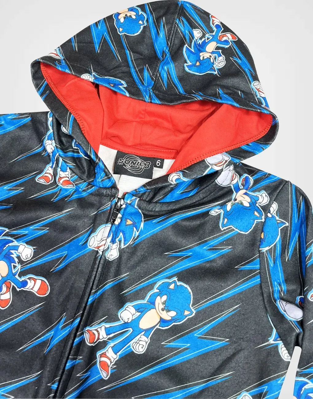 Pijama Micropolar Manga Larga Sonic Color Azul Para Niños