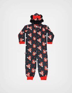 Pijama Micropolar Minnie Mouse Color Negro Para Niñas