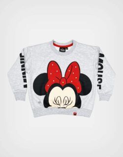 Polera Minnie Mouse Happy Color Gris Para Niñas