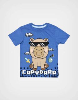 Polo Manga Corta Capibara Color Azul Para Niños