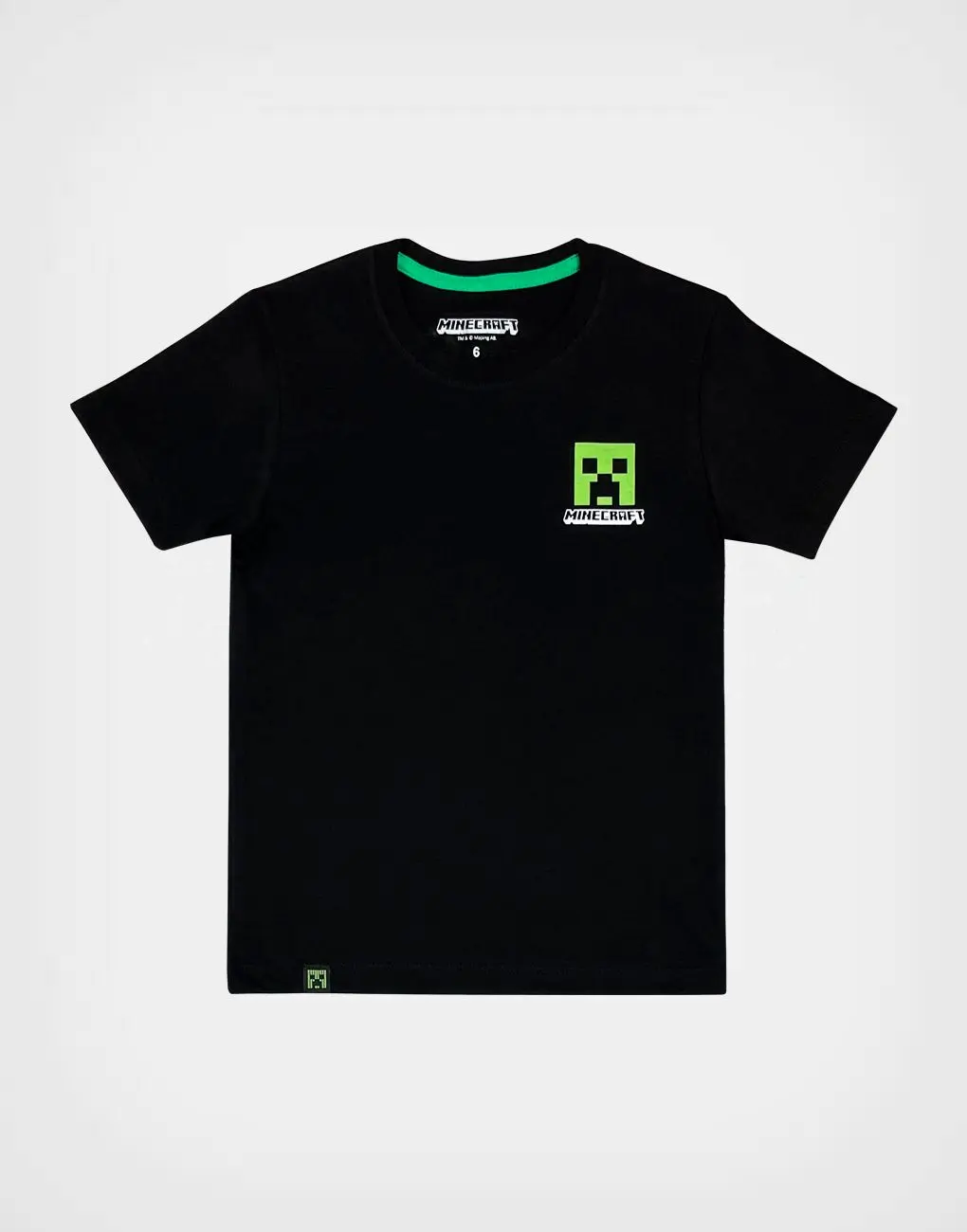 Polo Manga Corta Minecraft Color Negro Para Niños