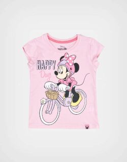 Polo Manga Corta Minnie Mouse Biker Color Rosa