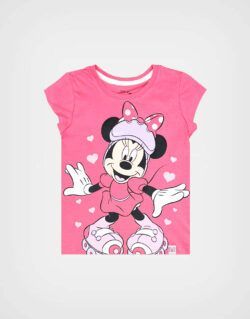 Polo Manga Corta Minnie Mouse Color Chicle Para Niñas