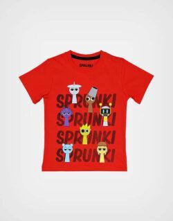 Polo Manga Corta Sprunki Color Rojo Para Niños