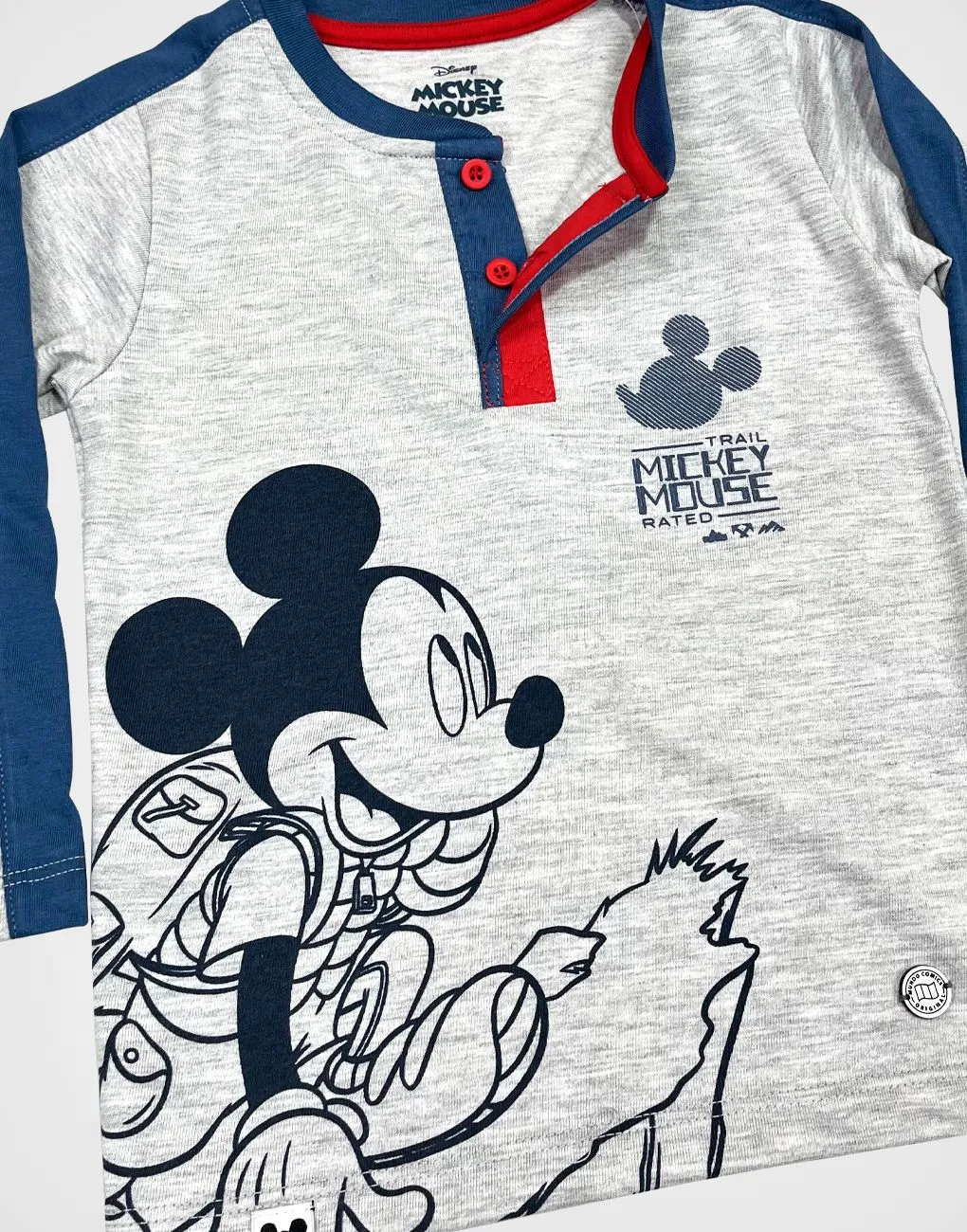 Polo Manga Larga Mickey Mouse Color Gris Para Niños