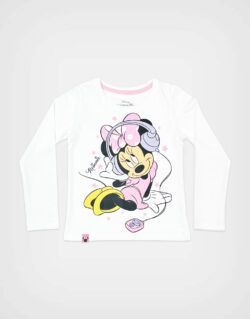 Polo Manga Larga Minnie Mouse Color Blanco Para Niñas