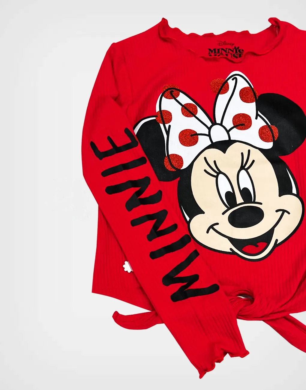 Polo Manga Larga Rib Minnie Mouse Happy Color Rojo Para Niñas