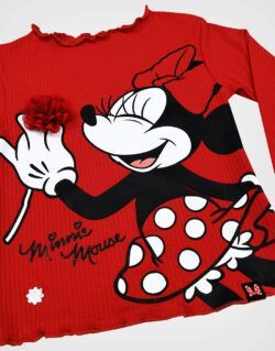 Polo Manga Larga Rib Minnie Mouse Color Rojo Para Niñas