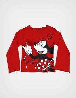 Polo Manga Larga Rib Minnie Mouse Color Rojo Para Niñas