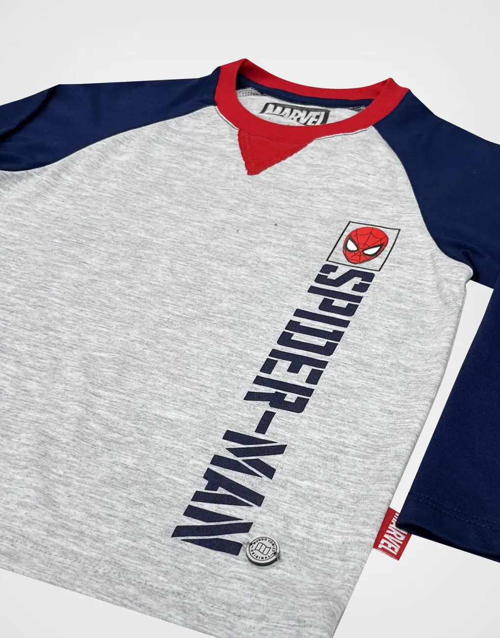 Polo Manga Larga Spider Man Color Gris + Azul Para Niños