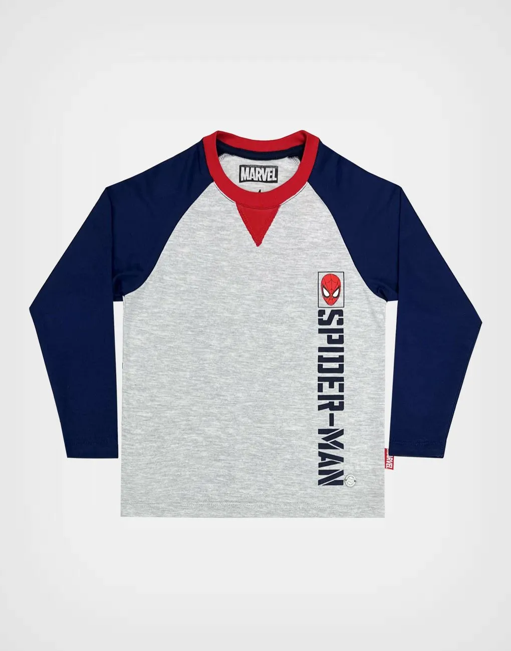 Polo Manga Larga Spider Man Color Gris + Azul Para Niños