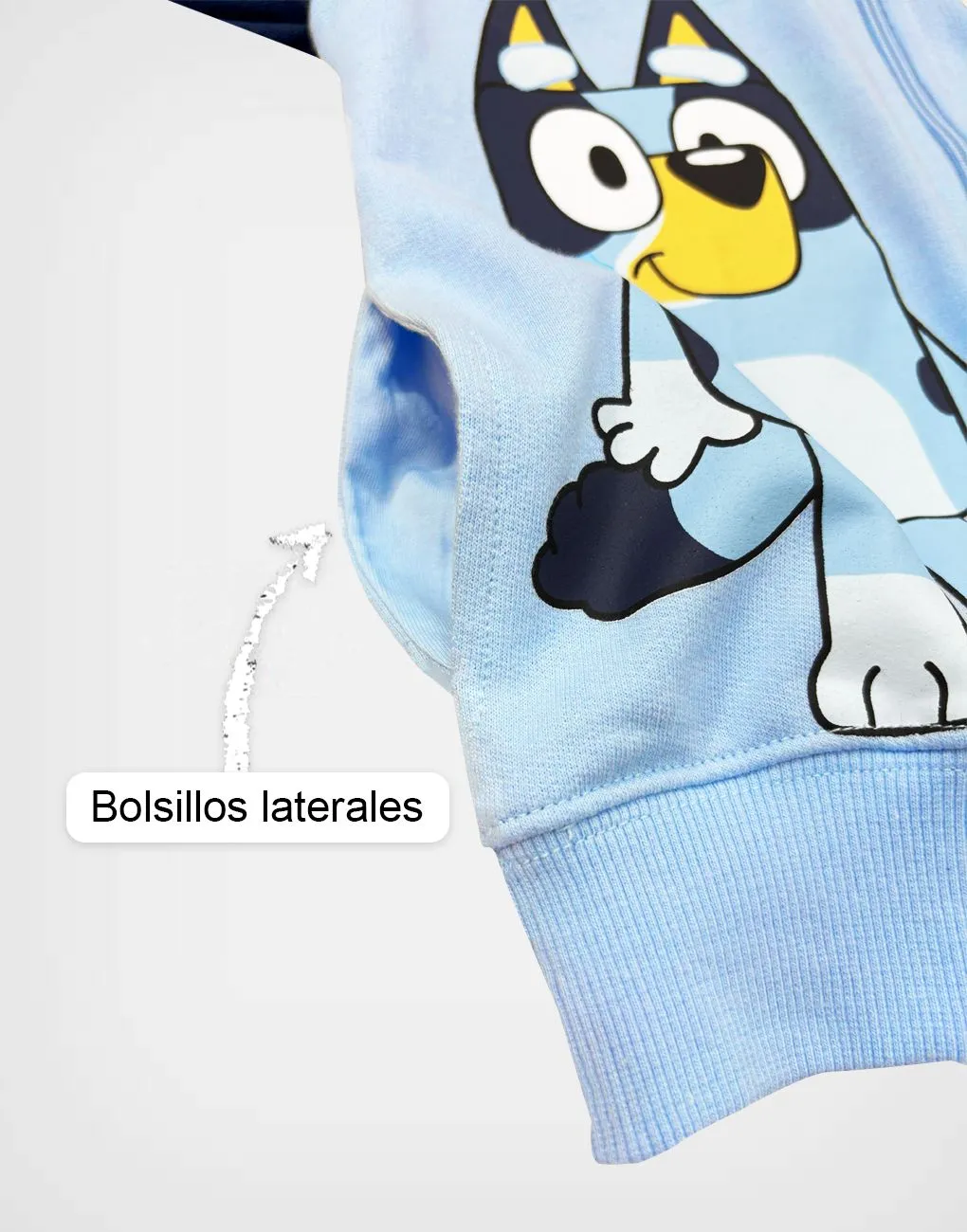 Casaca Con Capucha Bluey Color Celeste + Azul Para Niños