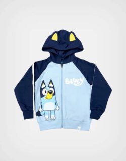 Casaca Con Capucha Bluey Color Celeste + Azul Para Niños