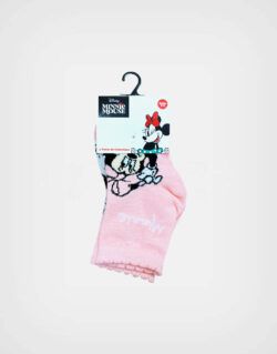 Medias Minnie Mouse Color Rosa Pack 3 Pares Para Niñas