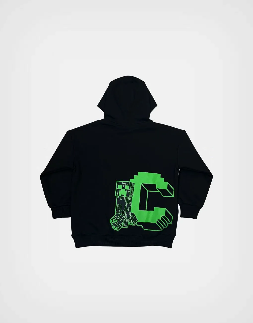 Polera Con Capucha Minecraft Creeper Color Negra Para Niños
