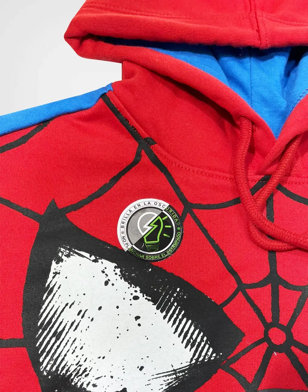 Polera Con Capucha Spider Man Color Rojo + Azul Para Niños