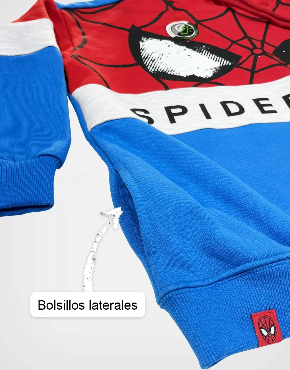 Polera Con Capucha Spider Man Color Rojo + Azul Para Niños
