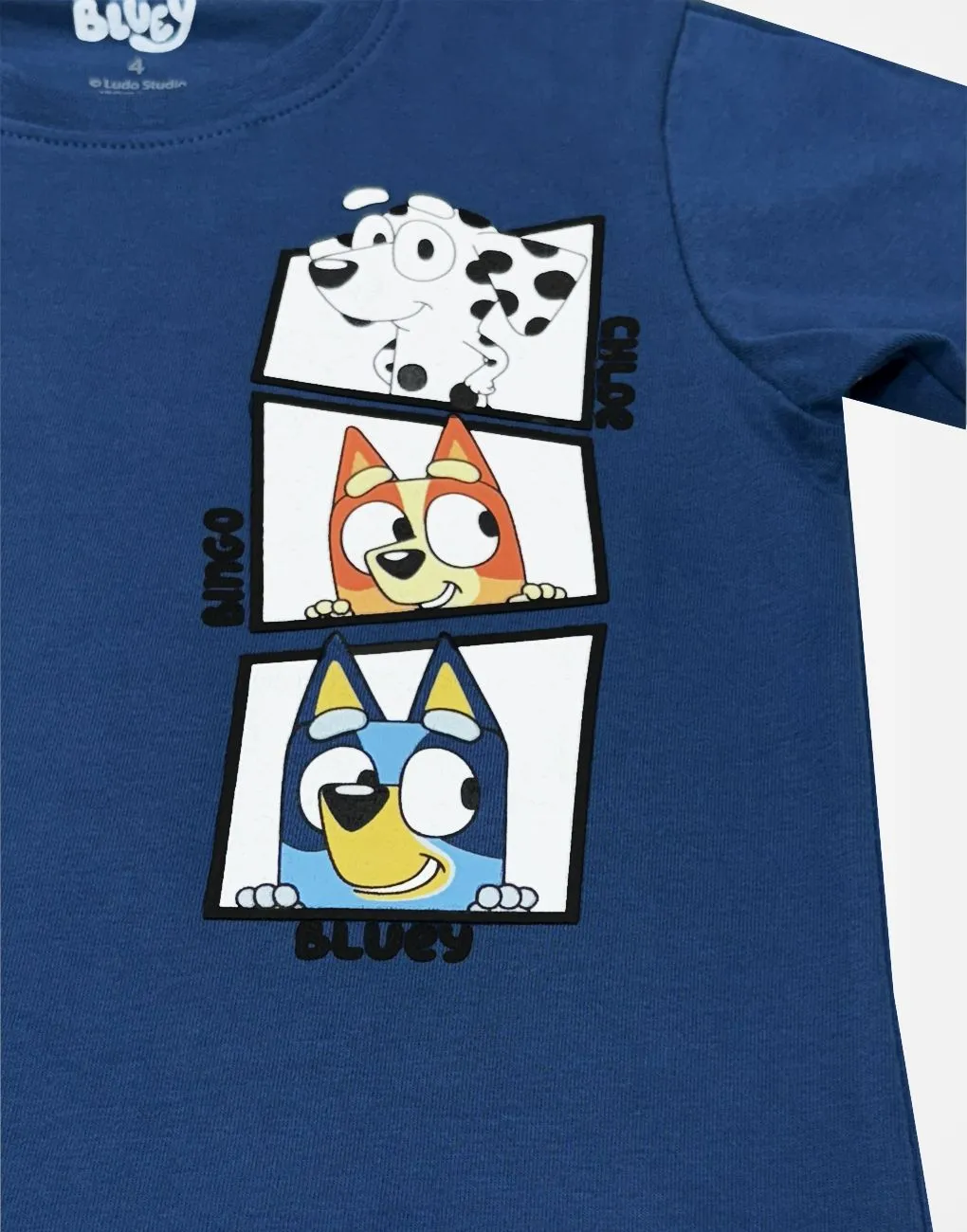 Polo Manga Corta Bluey Color Azul Marino Para Niños