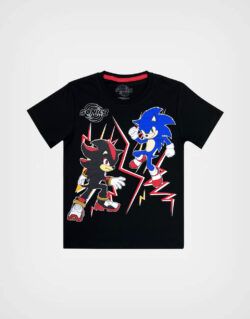 Polo Manga Corta Sonic & Shadow Color Negro Para Niños