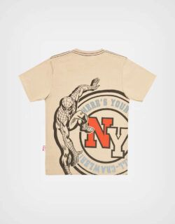 Polo Manga Corta Spider Man Color Crema Para Niños