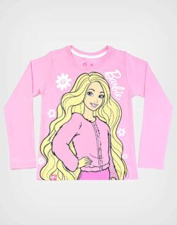 Polo Manga Larga Barbie Color Rosa Para Niñas