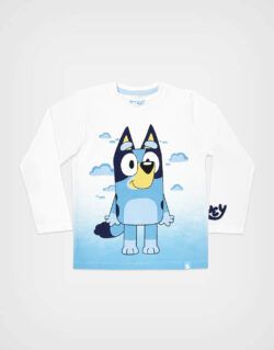 Polo Manga Larga Bluey Color Blanco Para Niños