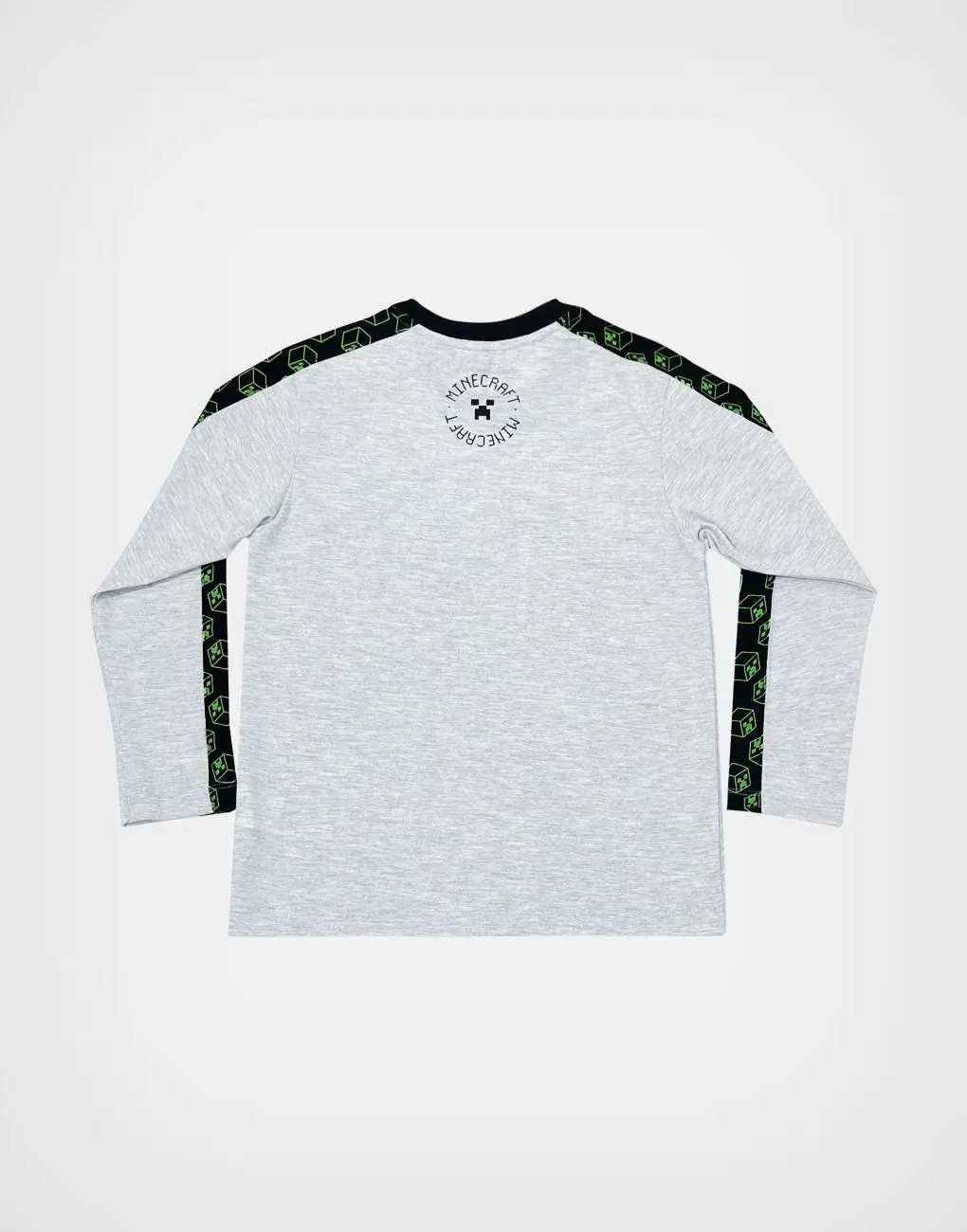 Polo Manga Larga Minecraft Color Gris Para Niños