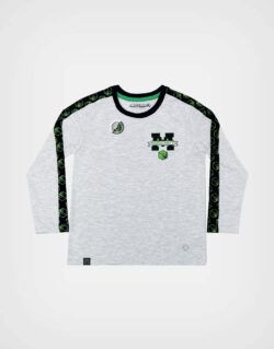 Polo Manga Larga Minecraft Color Gris Para Niños