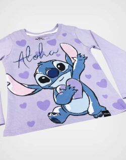 Polo Manga Larga Stitch Color Lila Para Niñas