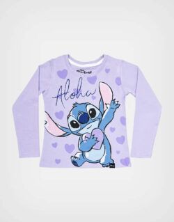 Polo Manga Larga Stitch Color Lila Para Niñas
