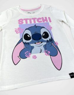 Polo Manga Larga Stitch Color Marfil Cute Para Niñas