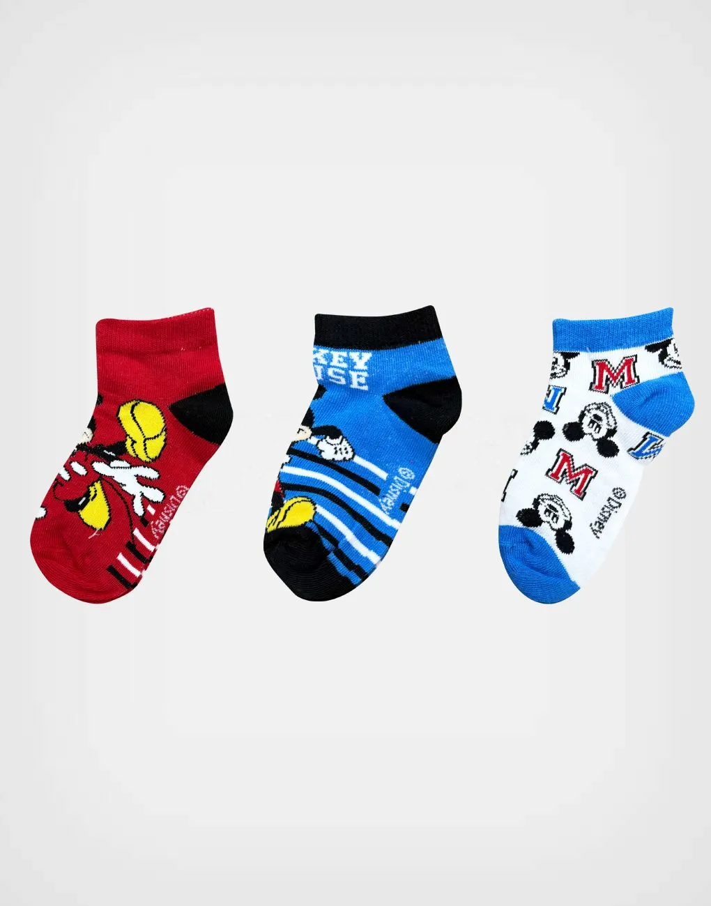 Medias Mickey Color Azul Pack de 3 Pares Para Niños
