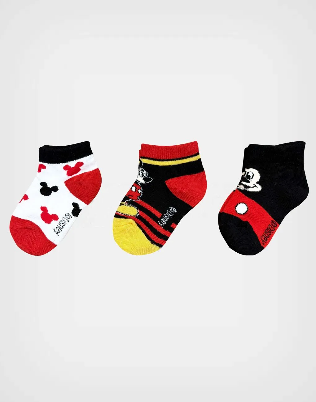 Medias Mickey Mouse Color Rojo Pack de 3 Pares Para Niños