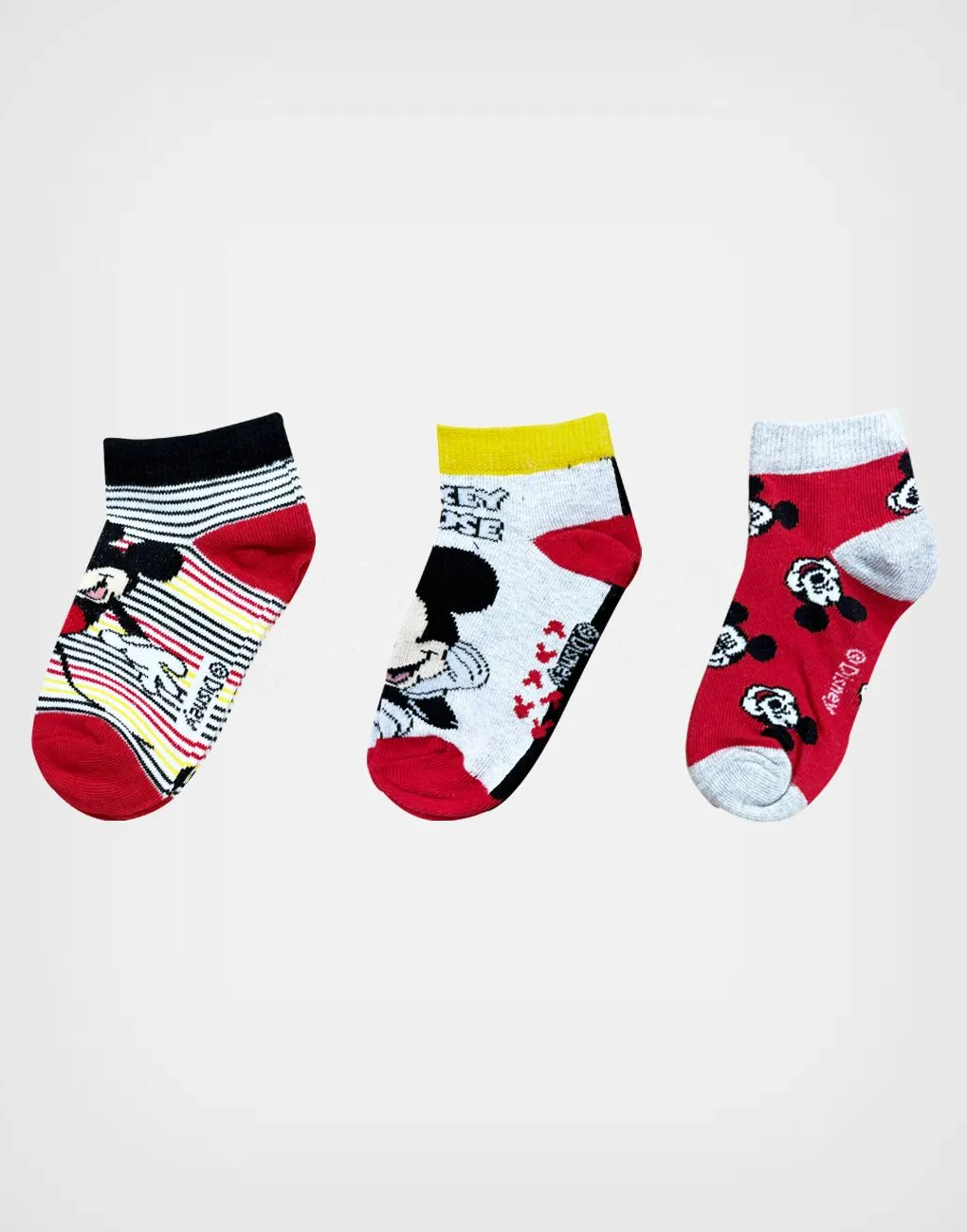 Medias Mickey Color Rojo Pack de 3 Pares Para Niños