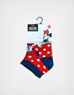 Medias Minnie Mouse Color Rojo Pack de 3 Pares Para Niñas
