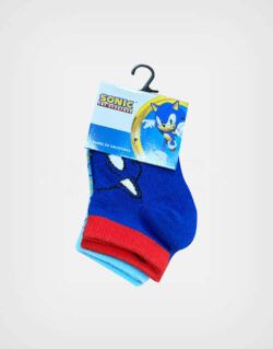 Medias Sonic Color Azul Pack de 3 Pares Para Niños