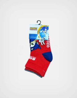 Medias Sonic Color Rojo Pack de 3 Pares Para Niños