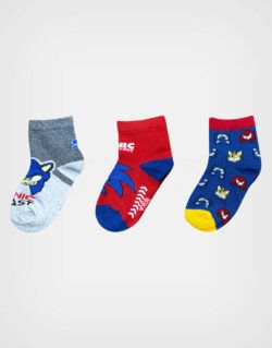 Medias Sonic Color Rojo Pack de 3 Pares Para Niños
